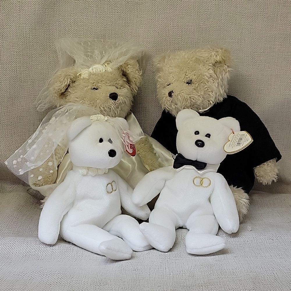 4 weddingTeddy bears TY and Russ brands‎